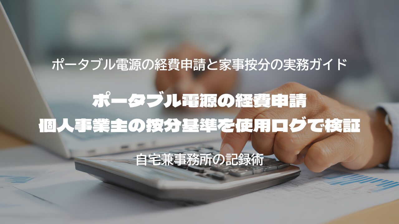 ポータブル電源の経費申請 個人事業主の按分基準を使用ログで検証
