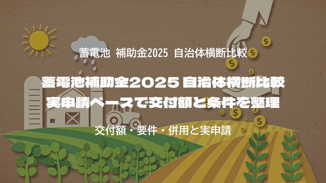 蓄電池補助金2025 自治体横断比較 実申請ベースで交付額と条件を整理